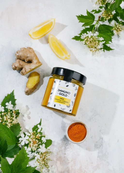 Мёд Immuno Gold с куркумой, имбирём и лимоном, 200 г - Сибирский кедр фото 8