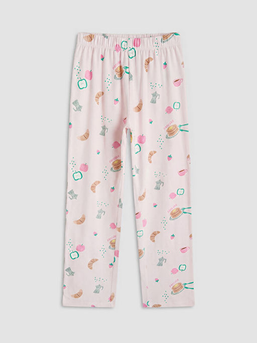Bisiklet Yaka Bask?l? K?z ?ocuk Pijama Tak?m