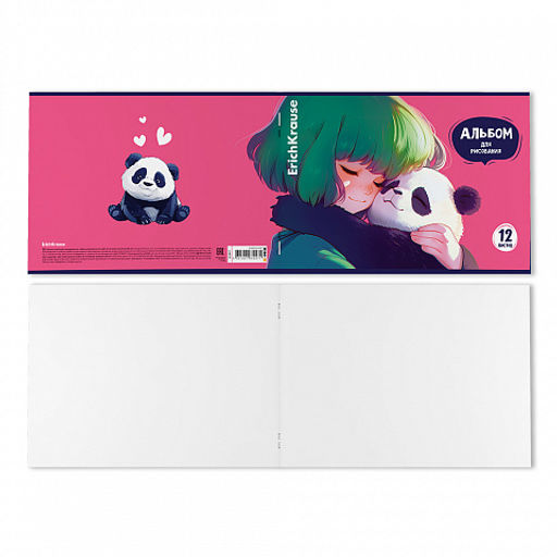 Цена за 5 шт. Альбом для рисования на скобе ErichKrause Panda Hugs, А4, 12 листов_MIX-PACK фото 7