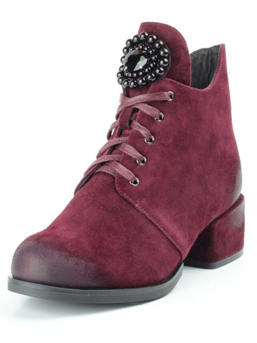 04-R181-3 BURGUNDY Ботинки зимние женские (натуральная замша, натуральный мех) - Фабричный китай фото 8