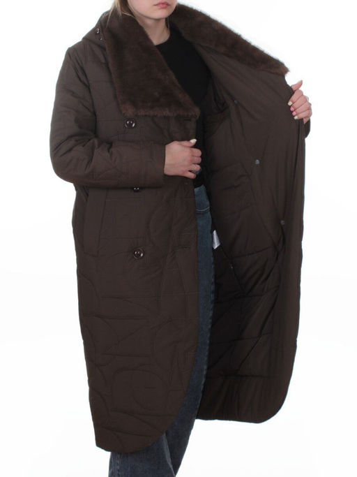 A617 BROWN Пальто зимнее женское (верблюжья шерсть, 120 гр. холлофайбер)