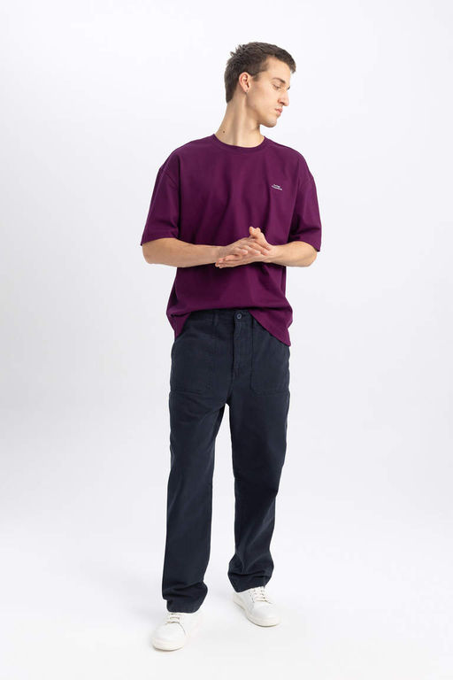 Мешковатые прямые брюки из габардина прямого кроя - Defacto фото 3