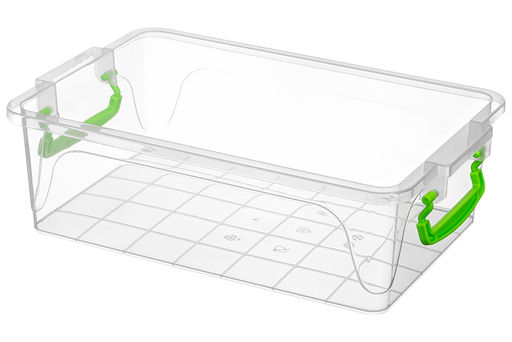 Контейнер 6 л 35,5*23*11,5 см "Фреш бокс" с зелеными ручками, прозрачный (модель 242)