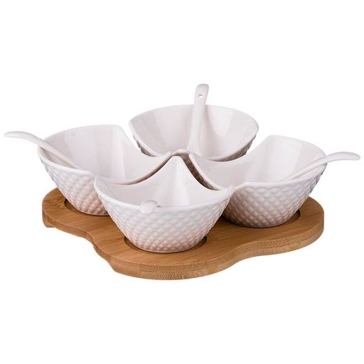 НАБОР СЕРВИРОВОЧНЫЙ НА ДЕРЕВ. ПОДСТАВКЕ LEFARD ДИАМАНД 9 ПР.  фото 2