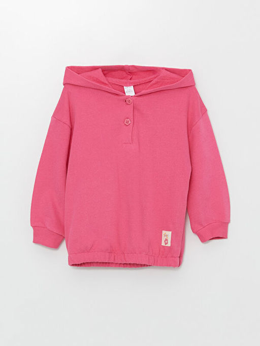 Kap??onlu Bask?l? K?z ?ocuk Sweatshirt