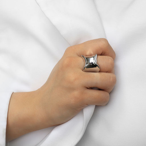 Кольцо металл Тренд вогнутое, мини, цвет серебро, размер 18 - Qf фото 4