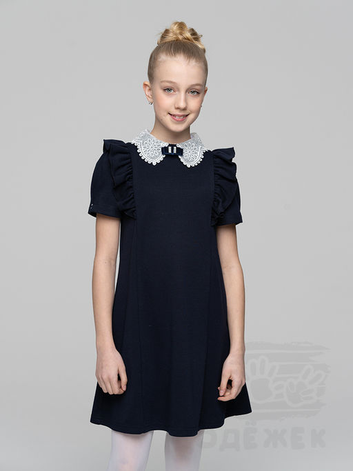 1098Q Платье школьное с коротким рукавом