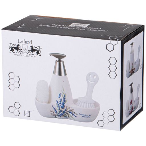 ДОЗАТОР ДЛЯ МОЮЩЕГО СРЕДСТВА ДУША ПРОВАНСА 500 МЛ + ГУБКА И ЩЕТКА 20*9*18 СМ - Lefard фото 2