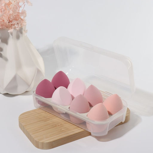 Спонжи для макияжа, набор - 8 шт., увеличиваются при намокании, розовые