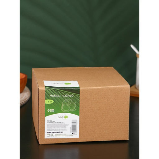 Набор фарфоровый чайный BellaTenero, 5 предмета: 2 чашки 100 мл, сахарница с крышкой 240 мл, ложка, бамбуковая подставка, цвет белый  фото 6