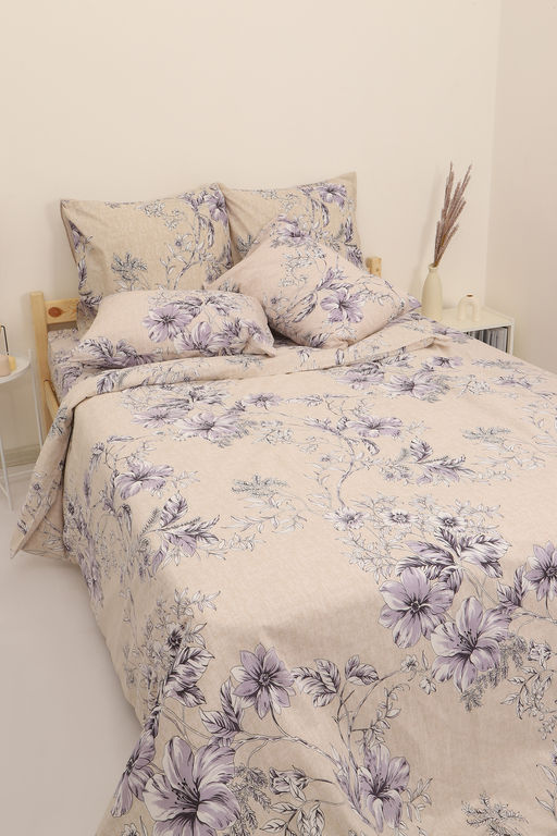 Простыня на резинке перкаль Цветущая лиана