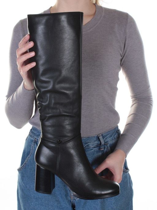 02-K82-D1 BLACK Сапоги зимние женские (натуральная кожа, натуральный мех (еврозима)) - Фабричный китай фото 4