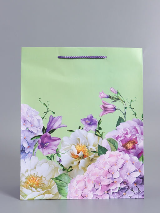 Пакет подарочный ламинированный «Цветы», 26×12×32 см