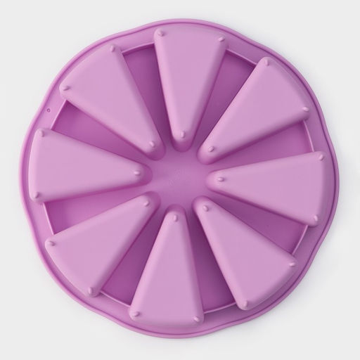 Форма для выпечки Доляна «Сладости. Кусочки торта», силикон, d=26 см, 8 ячеек (9.5×5.8 см), сиреневая