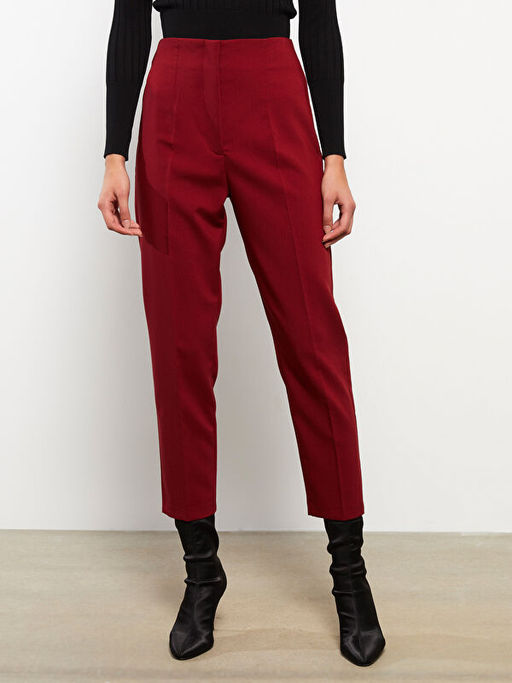 Kad?n Y?ksek Bel Standart Fit D?z Pantolon