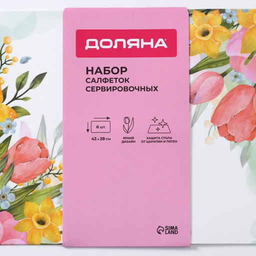 Салфетки сервировочные на стол Доляна «Акварель», 6 шт., 43×28 см