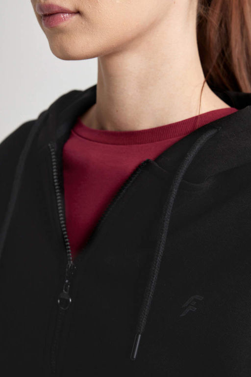 DeFactoFit Длинный толстый свитшот с капюшоном, карманами и молнией фото 9