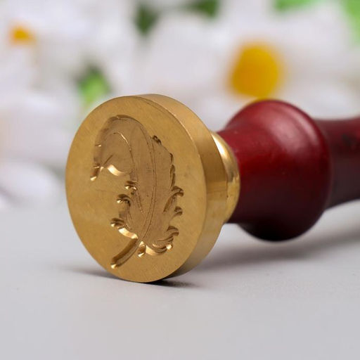 Печать для сургуча с деревянной ручкой «Пёрышко», 9×2.5×2.5 см