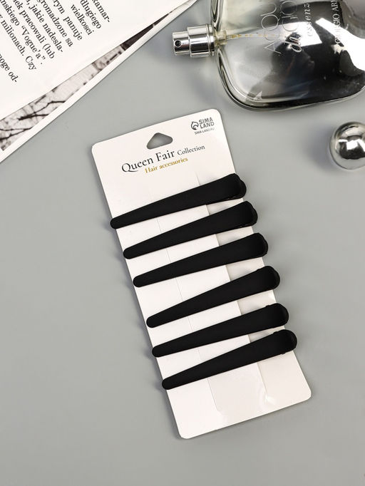 Цена за 6 шт. Зажимы для волос «Джастин», набор 6 шт., 7.5 см, чёрные