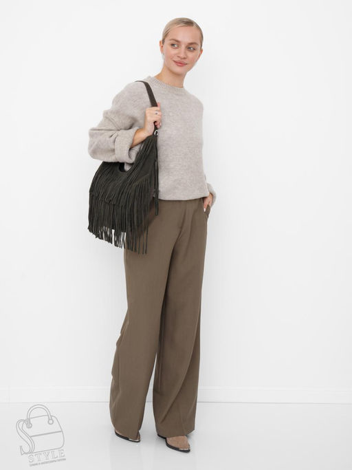 Сумка женская кожаная 5876P gray green Polina&Eiterou