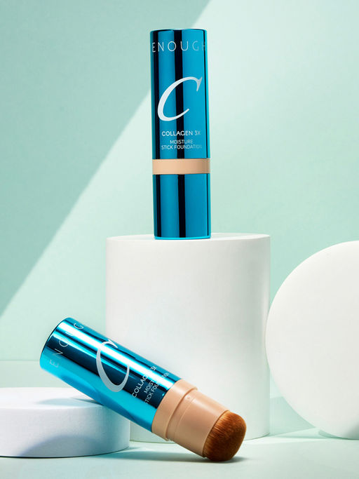 Enough Увлажняющая тональная основа-стик с кистью / Collagen 3X Moisture Stick Foundation #21N, прозрачный бежевый, 14 г
