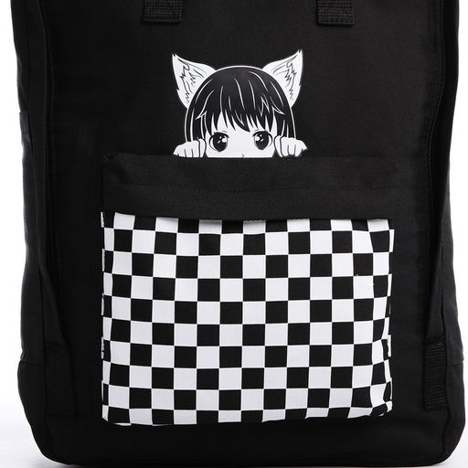 Рюкзак текстильный мамс Anime girl, 38х27х13 см, цвет черный - Nazamok фото 5