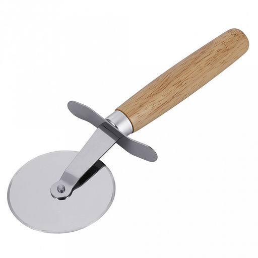 Доска разделочная деревянная "Bosco" д31см, h1,2см, круглая, дерево Гевея, в наборе нож из нержавеющей стали для пиццы 19,5х7см, "Regent" (Китай)