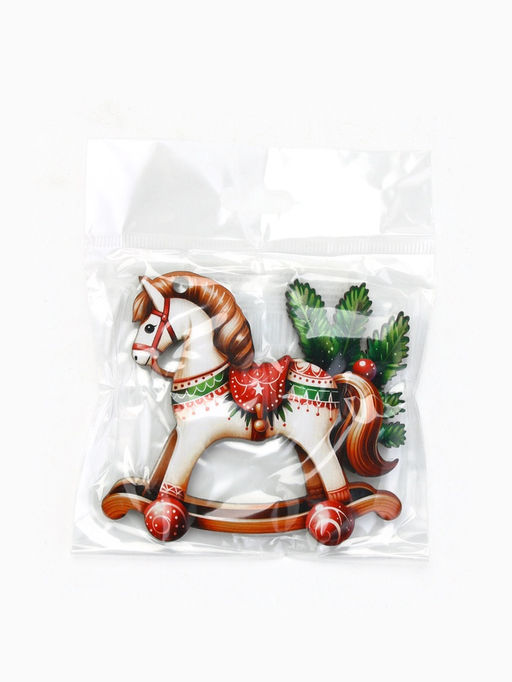 Цена за 3 шт. Ёлочная игрушка - подвеска новогодняя «Лошадка-качели», 7.7×6.9 см