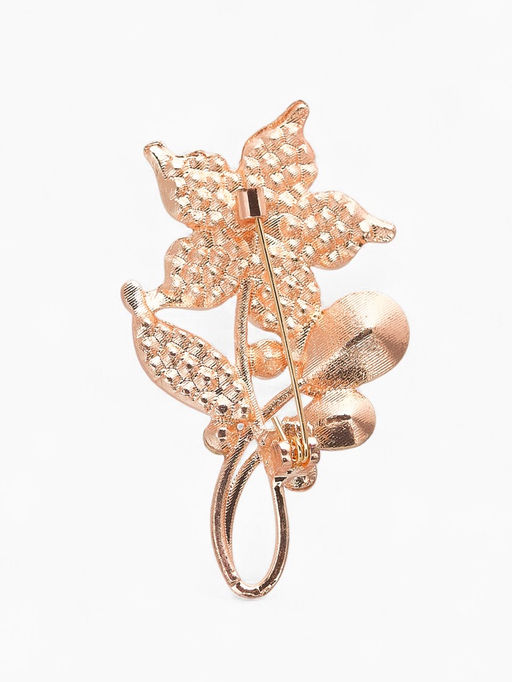 Брошь Цветок нежности, цвет розово-белый в золоте