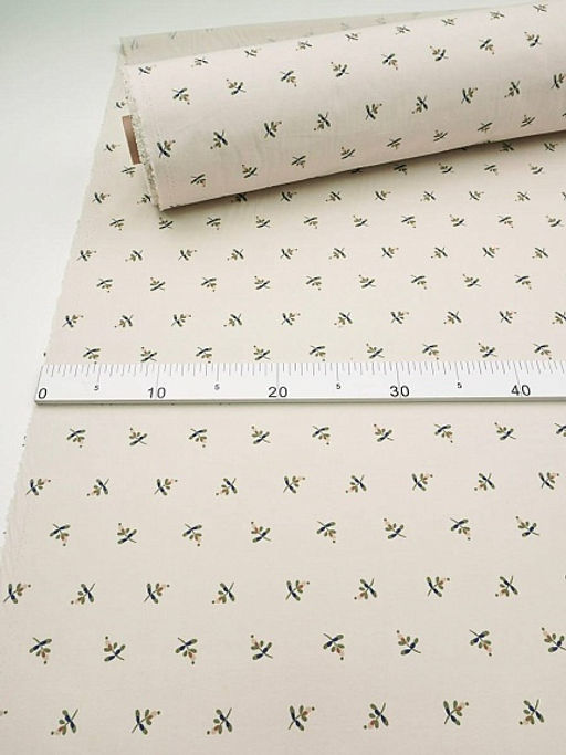 Перкаль Премиум "Набойка - веточки" цв.св.бежево-молочный, ш.1.5м, хлопок-100%, 125гр/м.кв