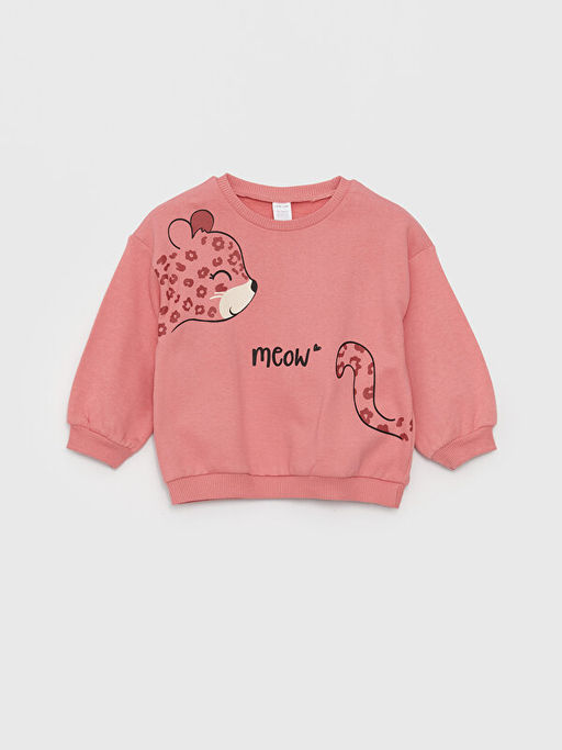 Bisiklet Yaka Uzun Kollu K?z Bebek Sweatshirt ve Pantolon 2li Tak?m - Waikiki фото 2