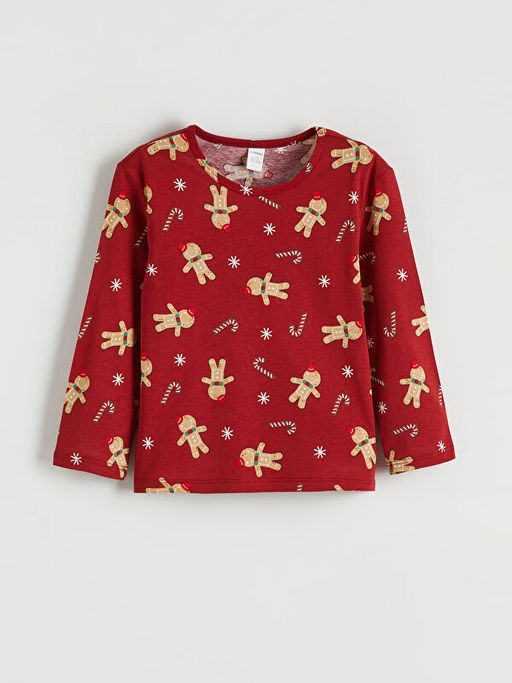 Bisiklet Yaka Y?lba?? Temal? Erkek ?ocuk Pijama Tak?m?