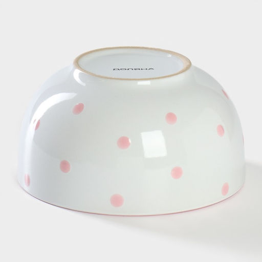 Салатник Доляна «Горошек», 580 мл, керамика, розовый