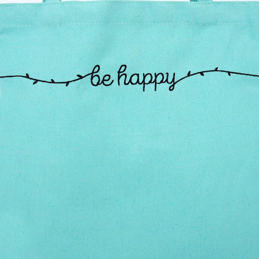 Сумка шопер Be happy, 35 х 0,5 х 40 см, вышивка, бирюзовый - Nazamok фото 2