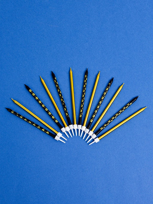 Свечи для торта Дискотека, 12 шт., золотой и черный