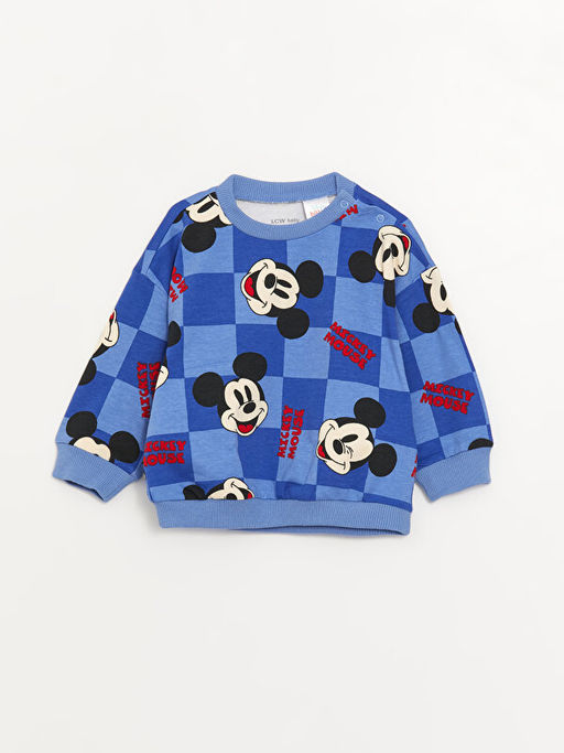 Bisiklet Yaka Mickey Mouse Bask?l? Erkek Bebek Pantolon ve Sweatshirt Tak?m 2li - Waikiki фото 2