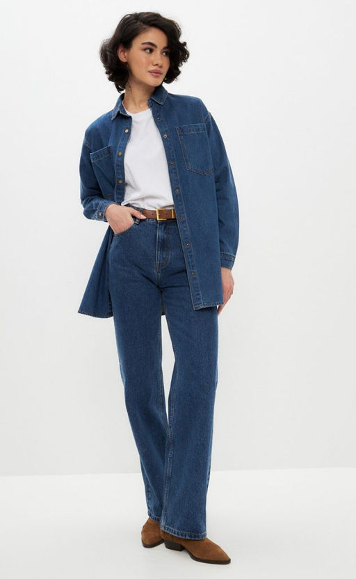 Рубашка джинс F322-0410 b.blue - Fine joyce фото 11