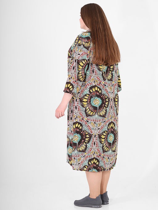 Платье-рубашка коричневого цвета с цветочным принтом - Almond фото 4
