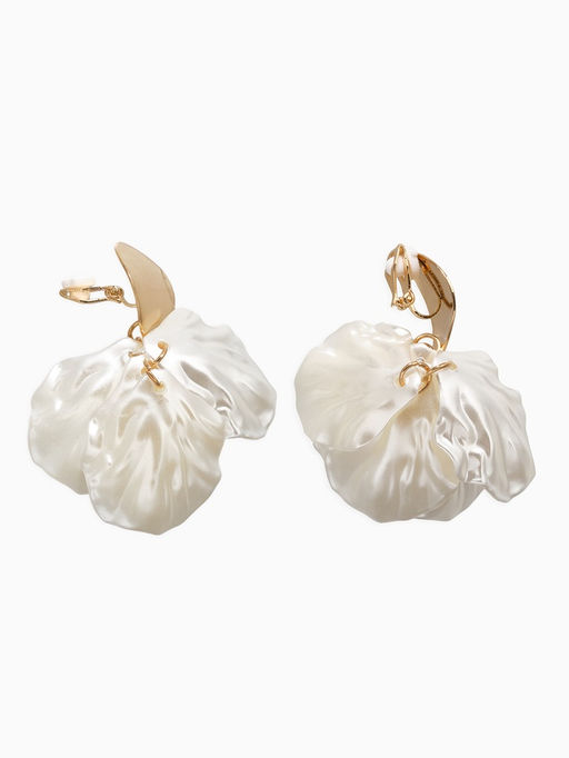 Клипсы для ушей QF Ветерок, цвет белый в золоте