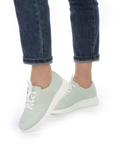 05-PDL195-3 LT. GREEN Кроссовки женские (натуральная кожа) - Фабричный китай фото 2