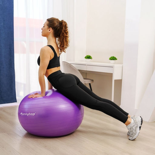 Фитбол ONLYTOP, d=85 см, 1400 г, антивзрыв, фиолетовый