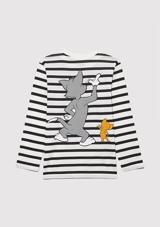 Tom & Jerry Bask?l? Beyaz Tisort - Mavi фото 4