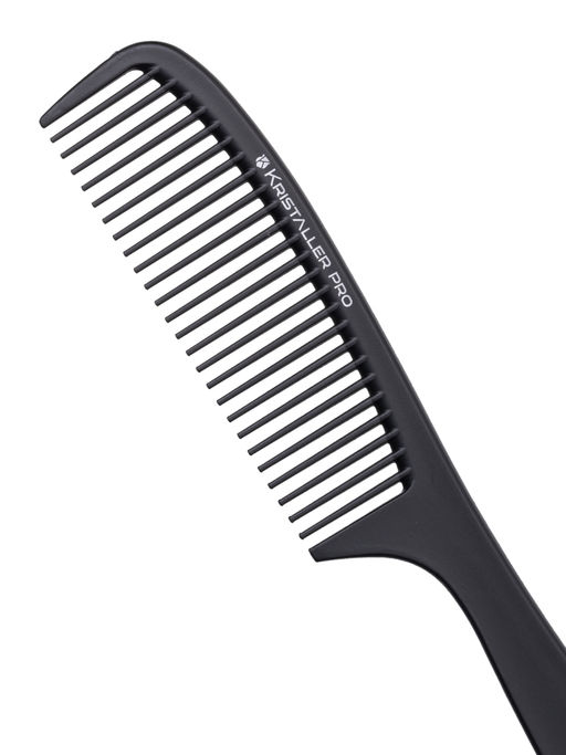 Kristaller Профессиональный гребень для волос редкозубый с ручкой 06931, карбон, черный, 20,5 см