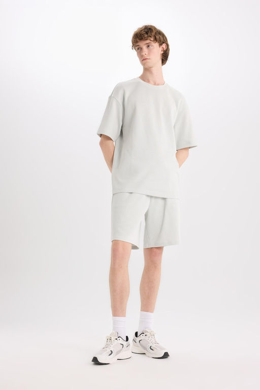 %100 Pamuk Boxy Fit Bisiklet Yaka K_sa Kollu Ti__rt - Defacto фото 2