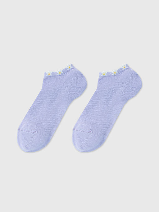 Цена за 5 пар! Носки женские фиолетовые с рисунком в виде цветочков - Mark formelle фото 3