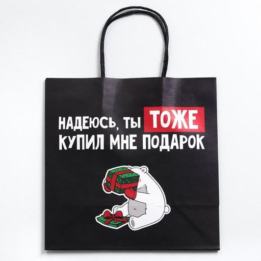Пакет подарочный новогодний «Ты тоже купил мне подарок», 22 х 22 х 11 см