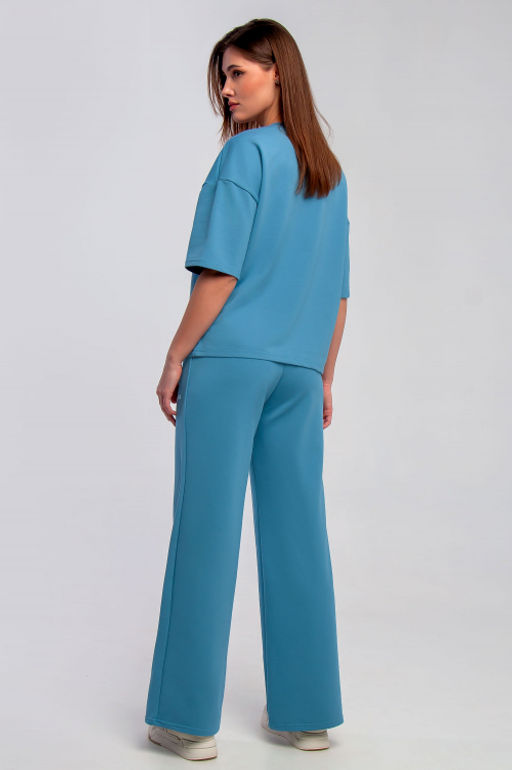 Арт. 2364 Костюм с брюками женский 44-50 (4 шт) Цвет:верх-голубой,низ-голубой - Калинка фото 3