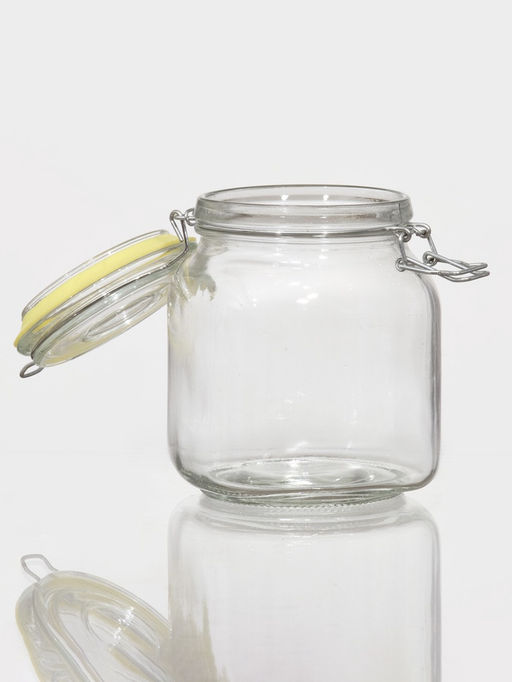 Банка для сыпучих «Радуга», 900 мл, 12×11×15 см, стекло, с бугельным замком, МИКС