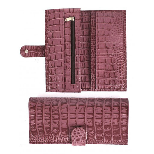 Портмоне женское Croco-ПР-950 с хлястиком натуральная кожа 2 отд, 13 карм, ирис кайман (25) 264730