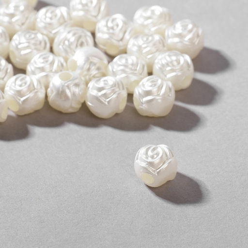 Бусины пластиковые «Розочки», набор 50 шт., 0.8×0.8×0.8 см, белые